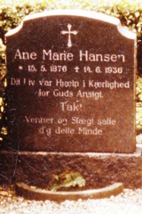Ane Marie Hansen, 1876-1936